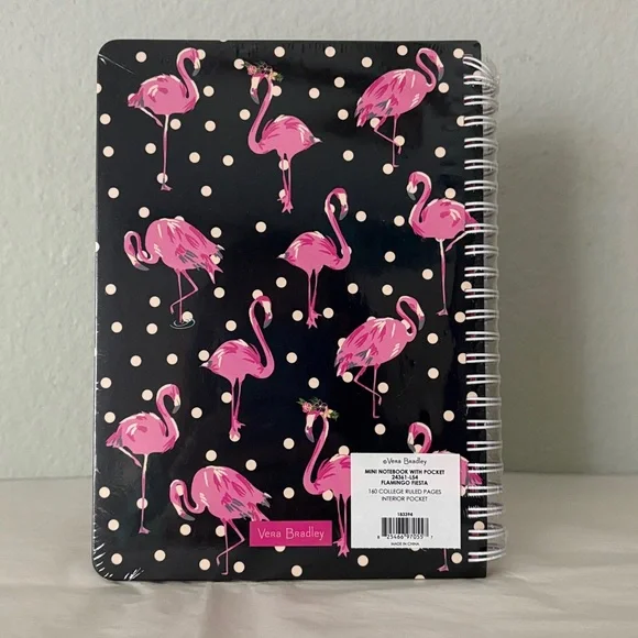 🦩Vera Bradley Pink Flamingo Spiral Notebook with pocket 🦩 NWT 🦩